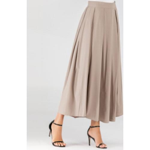 High Waist Pleated Skirt Women Muslim Fashion Ankle-length Solid Color Skirts Ladies Elegant Arab Islamic Cothing 2020 Plus Size