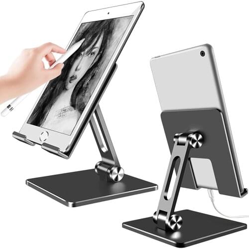 Tablet Stand Dual Height and Angle Adjustable Bracket Foldable Desktop Aluminum Cell Phone Holder