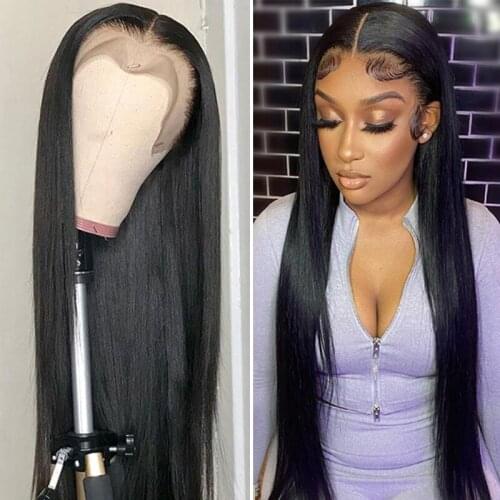 Pre Plucked Silky Straight Lace Front Human Hair Wigs 13x4 Lace Front Wig Brazilian Non-remy 4x4 Lace Closure Wig For Women 150