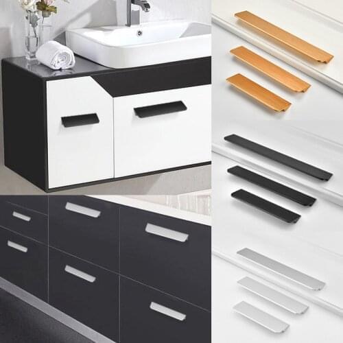 Simple Hidden Wardrobe Handle Zinc Alloy Kitchen Cupboard Pulls Drawer Knobs Door Furniture Handle Hardware High Quality