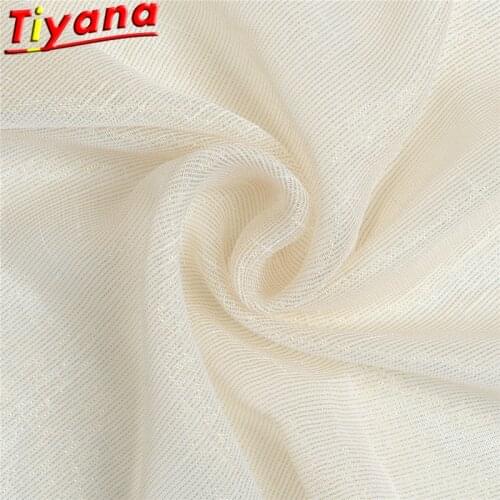Simple Elegant Golden Thread Cotton Linen Yarn Curtains for Living Room Nordic Modern Cotton Hemp Solid Tulle Drapes W-HM395*30