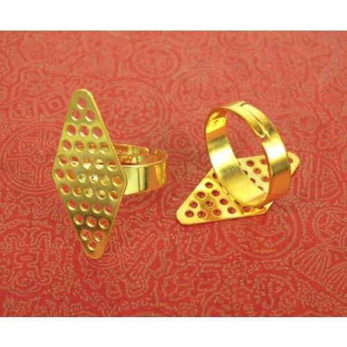 Blank Ring Settings with 14x28mm Flat Filigree Pad Caps Ring Findings DIY Jewelry Making Multi-color