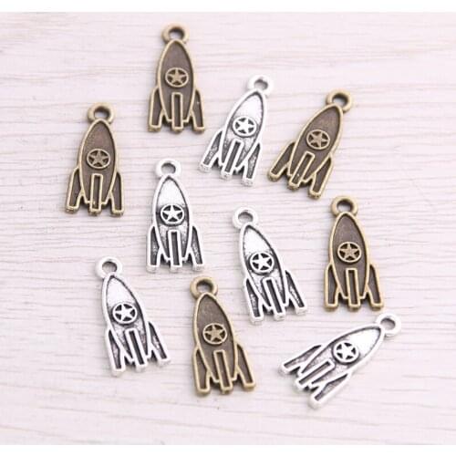 SWEET BELL 60PCS 9*21mm New Product Two Color Rocket Charms Pendant Jewelry Metal Alloy Jewelry Marking