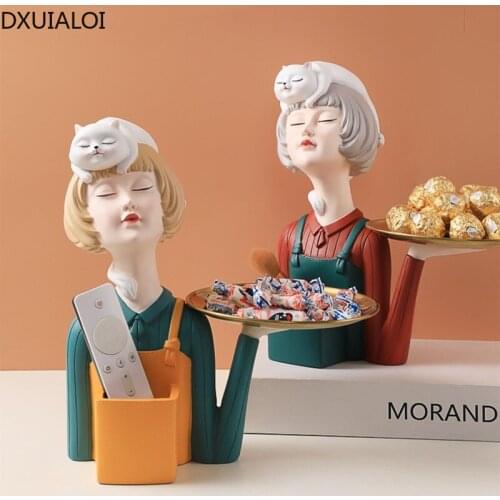 Modern minimalist cute girl dressing table decoration housewarming wedding birthday gift resin crafts household snack tray