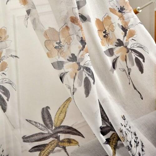 Traditional Chinese Ink Floral Modern Curtains Drape Panel Sheer Tulle Curtains For Living Room Door Kitchen Bedroom for kids