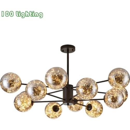 Clear Gray Amber Glass LED Chandelier Restaurant light Foyer Hanging Light Fixtures Modern Loft Hanglamp G9 LED Gold Black Metal