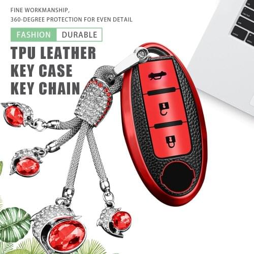 TPU Leather Car Key Cover Case Keychain for Infiniti for Nissan Qashqai J11 X-Trail T32 Kicks Tiida Pathfinder Murano Note Juke