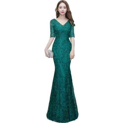 Robe de Soiree Longue Real Kaftan Dubai Black half Sleeve Mermaid Evening Dresses 2019 Formal Evening Gowns Vestido Longo