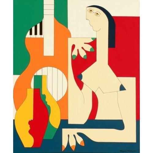 High quality Oil painting Canvas Reproductions Woman With Music by Hildegarde Handsaeme hand painted