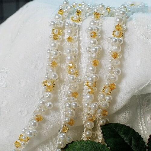 Pearl Beaded Lace Trim Accessories Dress Lace Decoration DIY Lace Material Beaded Lace Band