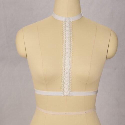 Body cage white punk Caged women Bra Harness sexy bondage underbust Lingerie gothic lace body chest erotic harness belt