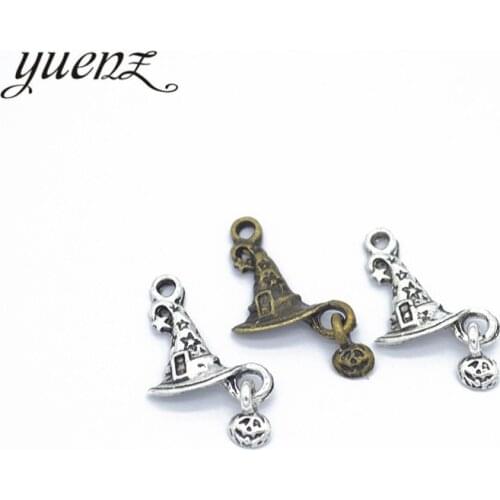 15pcs Tibetan Silver charms metal Witch Hat Pendants for Jewelry Making DIY Handmade Craft 27*15mm N116