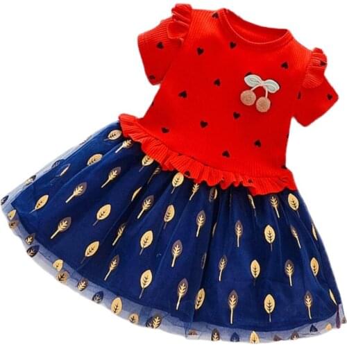 2021 Girls Dresses Summer Princess Floral Tutu Dress Cotton Knitted Cotton Heart Girls Clothes Party Dress 2 3 4 5 6 7 8 Years