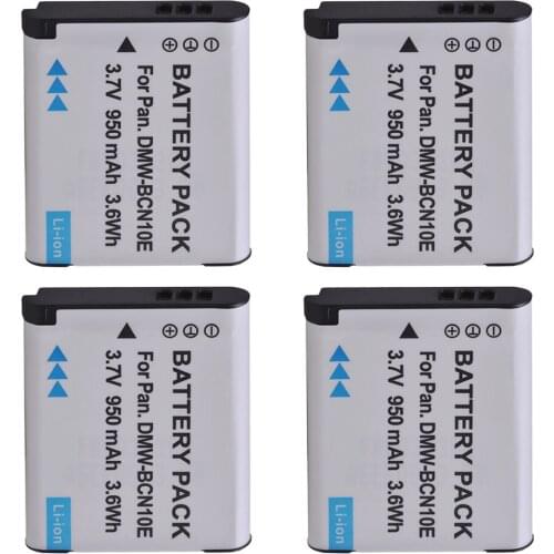 4Pcs 950mAh DMW-BCN10, BCN10, DMW-BCN10E Lithium BatteryBCN10 Rechargeable Battery for Panasonic Lumix DMC-LF1 DMC-LF1K DMC-LF1W