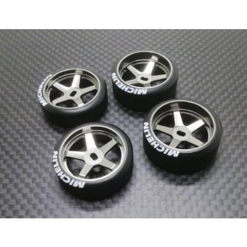4pcs/lot 2 narrow 2 wide tire Upgrade 1:28 MINI-Q High-precision drift Simulated mosquito car metal wheel POM tire OD 22mm