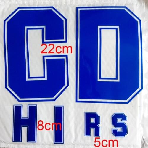 8cm Blue Color Letter A-Z Heat Transfer Patches Name Sporty Cloth Sticker Hot Heat Transfer DIY Iron On Clothing Bag Shoes