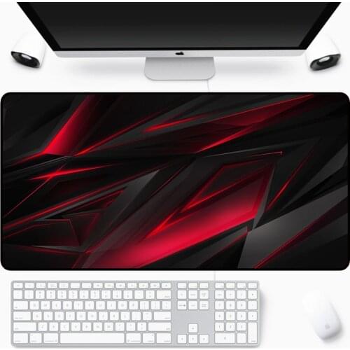 Black Large Mouse Pad XXL Red and Black Triangle Gamer Lock Desktop Laptop Computer Carpet Game Accessories Gaming Desk Cs Go