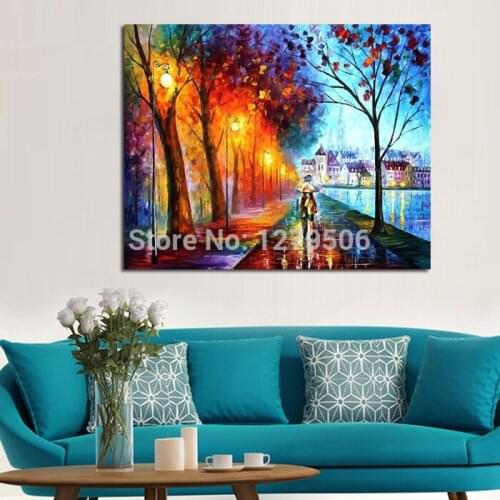 Big size Handpainted 3D Knife Streetscape Oil Painting On Canvas modern Night Scenery Picture Street Landscape Painting work art