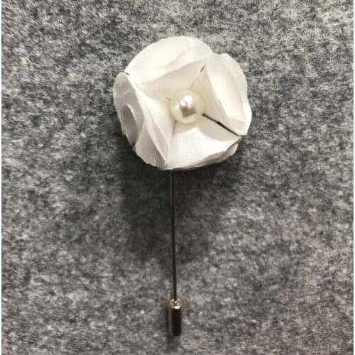 New Style Best Man Groom Boutonniere White Silk Rose Pearl Flower buttonhole Wedding Party Prom Man Suit Corsage Pin Brooch