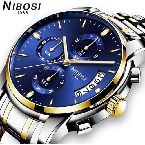 NIBOSI Men‘s Quartz Watches Top Brand Luxury Military Clock Business Watch men Waterproof sport WristWatch Relogio Masculino