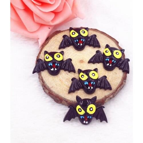 30pcs/lot kawaii resin Halloween bat pumpkin flat back resin cabochons accessories 33*23MM