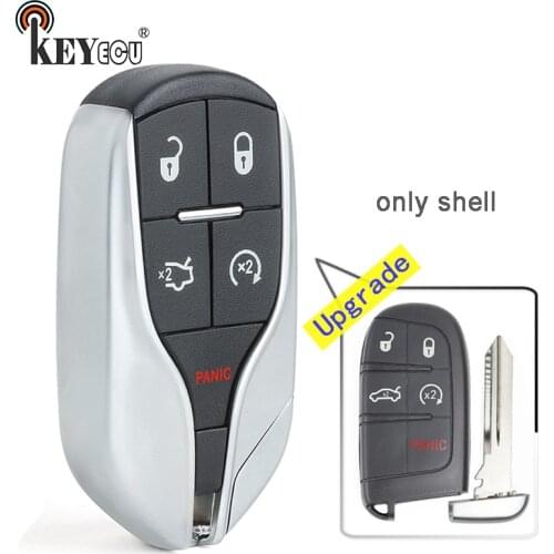KEYECU for Chrysler 300, for Dodge Challenger Charger Dart Durango Upgraded 4+1 5 Button Remote Key Shell Case Fob