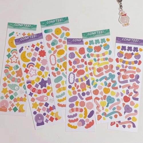 Korea Cartoon Dash And Dot Cute Sticker Irregular Figure Creative Cute Ribbon Bow Decorative Sticker Hand Account DIY stationery