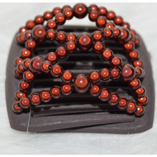 Beautiful brown shining beads small size magic comb 20pcs/lot classical comb Easy to Use easy to use for young&old