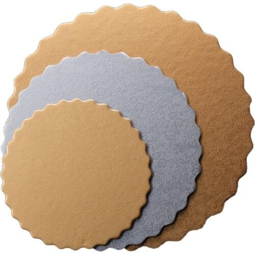 Meibum Lace Round Cake Cardboard Golden Silver Rectangle Disposable Pastries Base Plate Decorations Displays Tray Paper Board