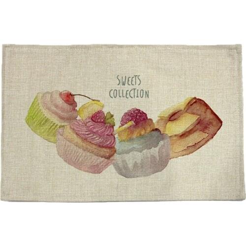 Sweets style pattern print linen placemat coasters disc pads bowl pad pot dining table mat coster heat insulation pad