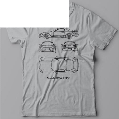 Fashion T-Shirt Men Clothing Cool T-Shirt Blueprint - Mazda Rx-7 Fd3S, Technical Tee Shirt, Jdm Driftcasual Cotton T Shirt