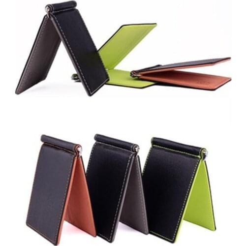 Men Slim Faux Leather Front Pocket Minimalist Wallet Bi-fold Cash Money Clip