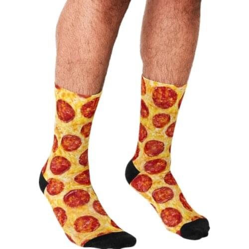 Funny Mens socks harajuku Pepperoni Pizza Pattern Printed hip hop Men Happy Socks cute boys street style Crazy Socks for men