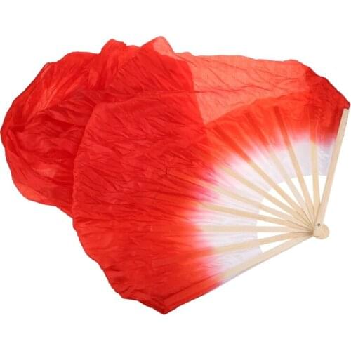 2021 New New Colorful Belly Dance Bamboo Long Silk Fans Veils 4 Colors Hand Made Silk Fan