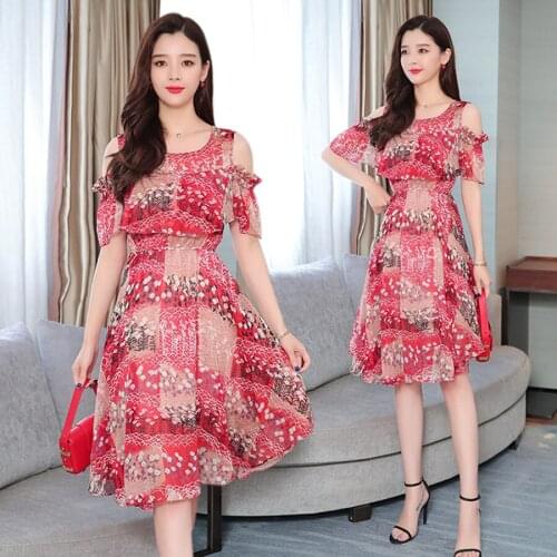 2021 New Elegant Women Casual Sexy Midi Dresses Plus Size Summer Vintage Dress Boho Chiffon Beach Sundress Bodycon Party Vestido