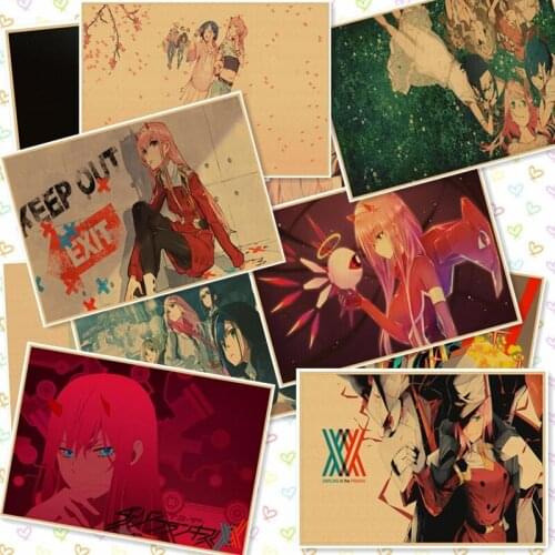 New Darling in the FranXX HIRO ZERO TWO ICHIGO GORO Wall sticker Kraft Poster Japanese Anime Poster Retro Poster 30*21cm