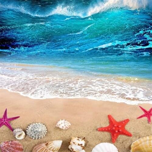 Beibehang wallpaper for walls 3 d Sea wave shell living room 3D floor tile wallpaper 3d on the wall wallpaper for the kitchen