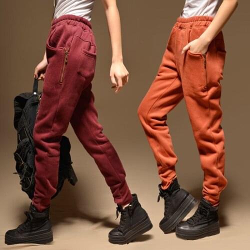 Plus Velvet Autumn Winter Cotton Pants Women Elastic Waist Warm Harem Pants Casual Sweatpants Women Loose Long Trousers C6014