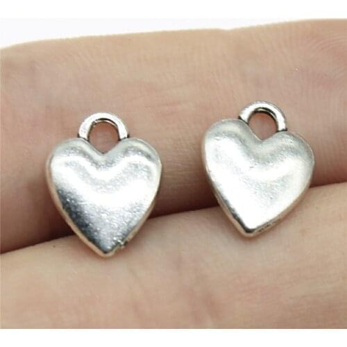 10Pcs 14x10mm Heart Charms For Jewelry Making Hand Made Jewelry Accessories Antique Silver Color Alloy Charms