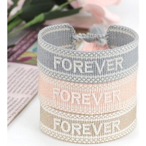 Simple Exquisite Ladies Wrap Bracelets Tassel Exquisite Braid Fabric Hand Decoration Embroidered Letters Bracelet for Friends