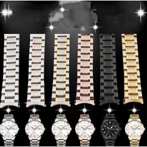 13 17 18 20 22 24 mm watch strap stainless steel rose gold silver bracelet Tiangang curved butterfly buckle bracelet For Dayjust