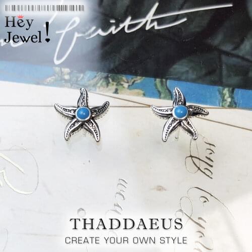 Blue Starfish Stud Earrings,Europe Style Fashion Good Jewerly For Women,2018 Trendy Gift In 925 Sterling Silver,Super Deals