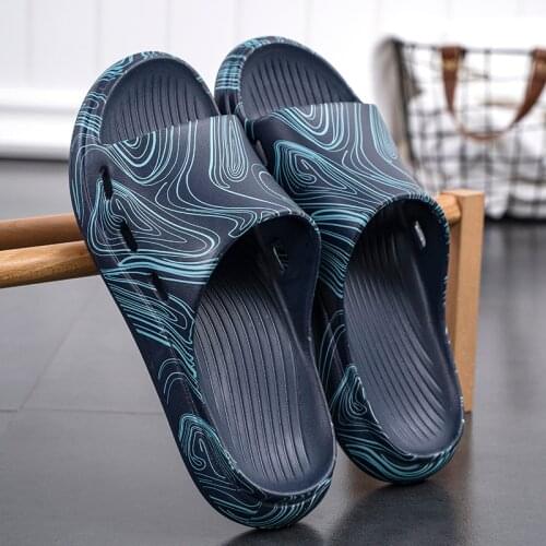 2021 Summer New Trend Line Splash Ink Super Soft Bottom High-end Home Couple Slippers Casual Fashion Non-slip Beach Shoes