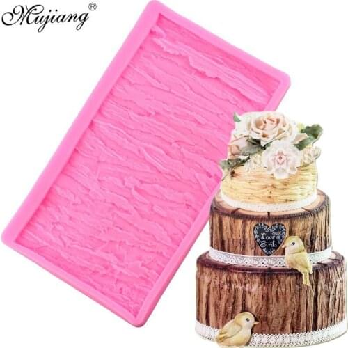 Tree Bark Cake Silicone Mold Fondant Impression Mat Cake Decorating Tools Candy Chocolate Gumpaste Mould Kitchen Baking Supplies