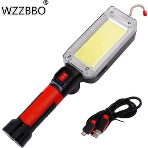 8000LM LED Work Light Portable Flashlight with Magnet Hook Camping Light USB COB Rechargeable 18650 Flashlight