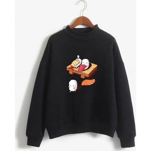 Cute Sushi Sweatshirt Kawaii o collar cup Hoodies for Women top clothes Hoody Female food Winter Womens Hoodies Full Sleeve