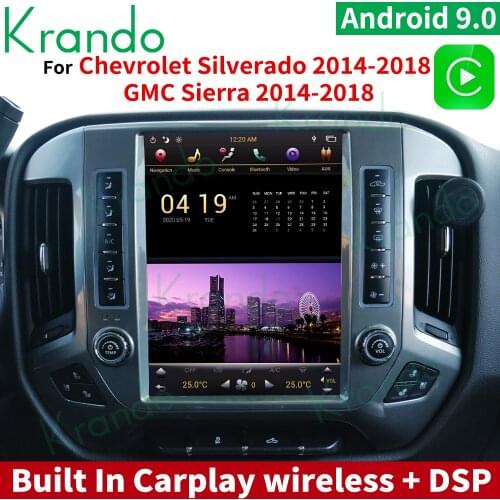 Krando Android 9.0 12.1" Tesla style Vertical Car Radio Navigation Player For Chevrolet Silverado and GMC Sierra 2014-2018