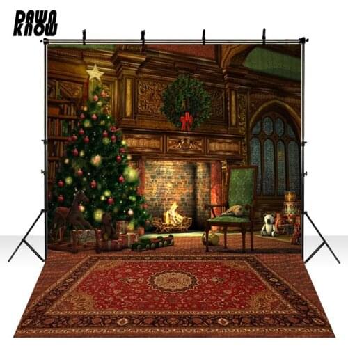 DAWNKNOW Christmas Tree Vinyl Photography Background For Baby Carpet Photo Shoot Backdrop For Christmas Photo Studio L852