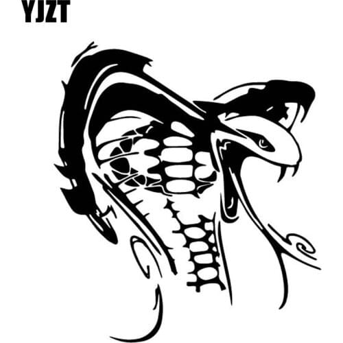 YJZT 15.3CM*17.3CM Cobra Fashion Creative Car Stickers Car Door Decor Vinyl Decal Black/Silver C4-1532