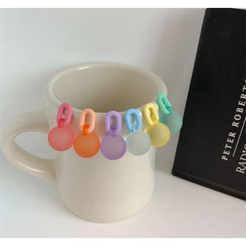 Ladies New Candy Color Earrings Frosted Bubble Ball Earrings Simple Sweet Chain Jewelry Color Bead Pendant Earrings